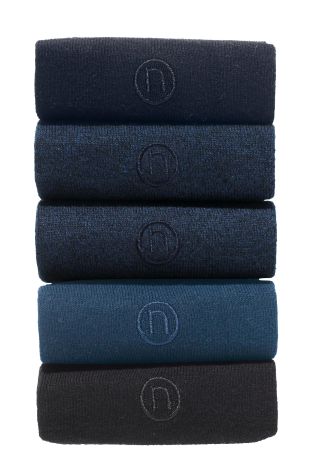 Navy/Black N Embroidered Socks Five Pack